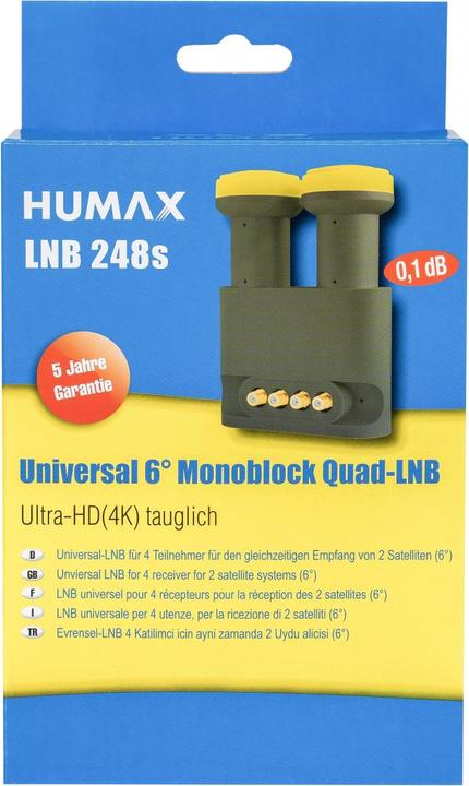 Image du produit Humax IDdigital/ LNB 248, Monobloc 6°, Quad, 0.1dB, 40mm (Quattro LNB, 40mm)