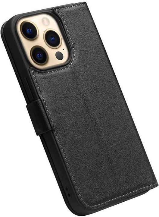 Actual product image QiAlino iPhone 14 Plus Magnetic Flap Case Genuine Leather - Black (Apple iPhone 14 Plus)