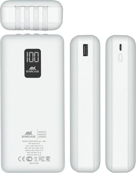 Immagine prodotto Rivacase VA2220 banca di energia ai polimeri di litio (LiPo) bianco (20000 mAh, 10 W, 74 Wh)