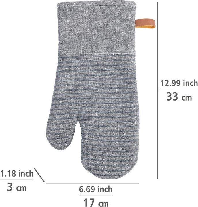 Actual product image Wenko Kitchen Glove Ada Stripes Grey, 2 pieces (Silicone, Cotton, Polyester, Viscose)