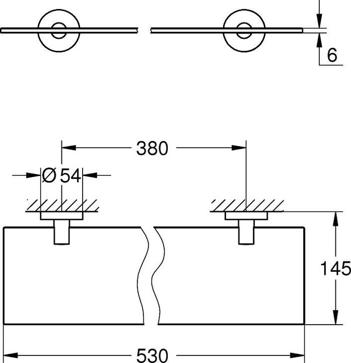 Immagine prodotto Grohe Ripiano in vetro Start QuickFix, lunghezza 530 mm (distanza di foratura 380 mm), colla o trapano