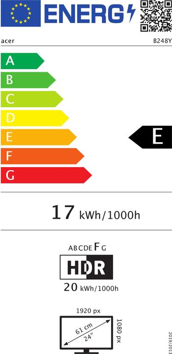 Etichetta energetica Acer B248Y bemiqprcuzx (1920 x 1080 pixel, 24")