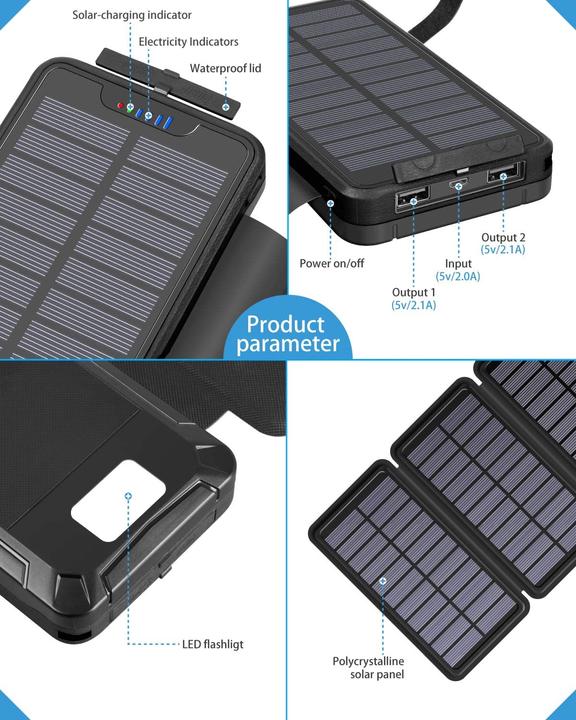 Productafbeelding Elzle Solar PowerBank, zwart (26800 mAh)