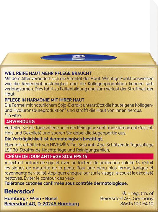 Image du produit NIVEA Vital Soja Crème de Jour Anti-Age SPF15 Pot 50 ml (50 ml, Crème 24h, SPF 15)