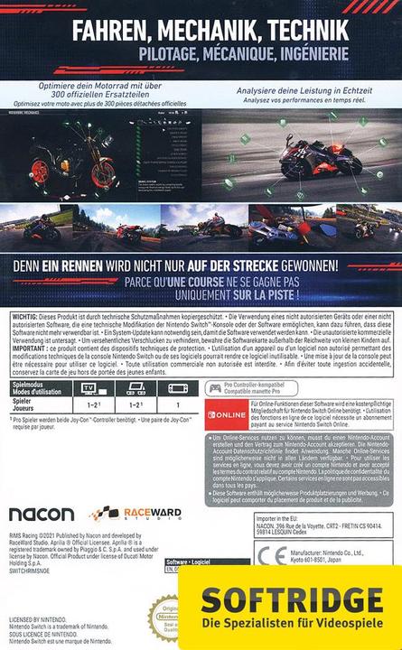 Produktbild Nacon Gaming RiMS Racing (Switch OLED, Switch, Switch Lite, FR, DE)