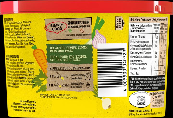 Nutritional values and ingredients Maggi Bouillon Vegetable Powder