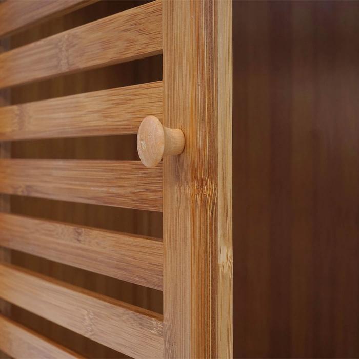 Actual product image Mendler Bathroom set, complete bathroom bathroom furniture bathroom cabinet with door, bamboo
