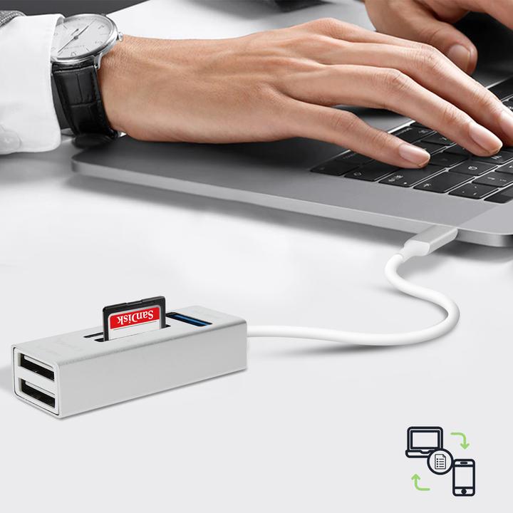 Produktbild LinQ 5-in-1 USB-C Hub, 3x USB Ports + SD / Micro-SD Kartenleser (USB-C, 3 Ports)