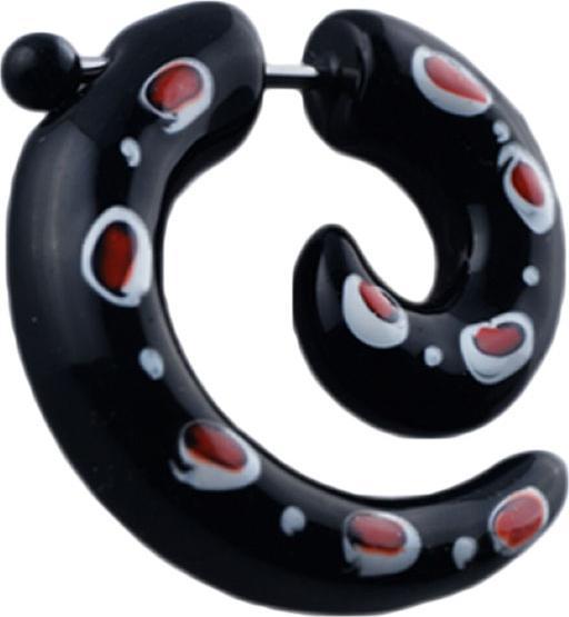Actual product image Star Piercing Fake spiral black with red dots (without brass, Surgical steel 316L)