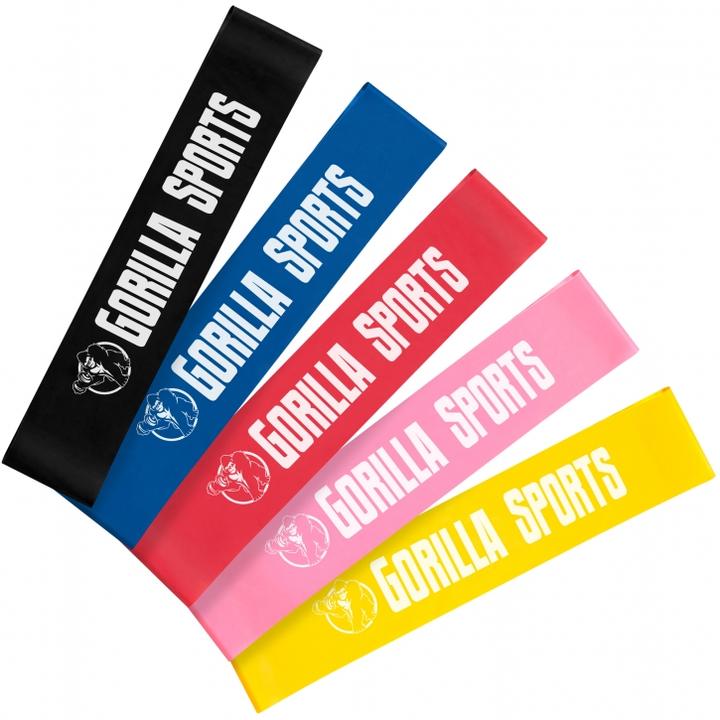 Immagine prodotto Gorilla Sports Set di bande di resistenza (0.50 m, Extra Light, Light, Medio, Strong, Extra strong)