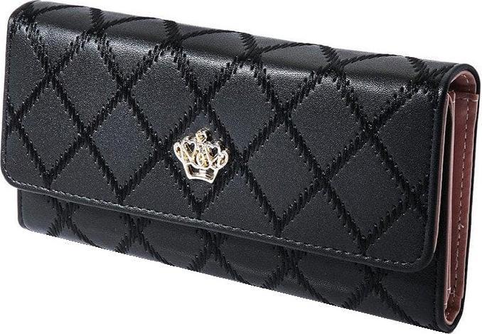 JTI Damenbrieftasche mit Rautenmuster und goldfarbener Krone