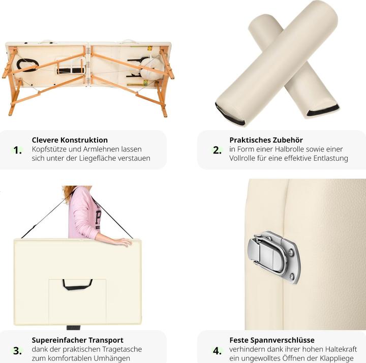 Produktbild tectake 2 Zonen Massageliege-Set Freddi mit 5cm Polsterung, Rollen und Holzgestell