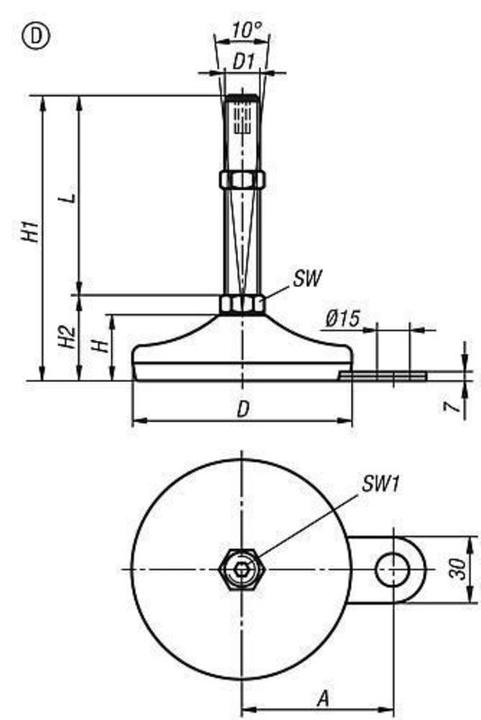 Immagine prodotto Kipp Piedino articolato K0739, acier inoxydable, forma D