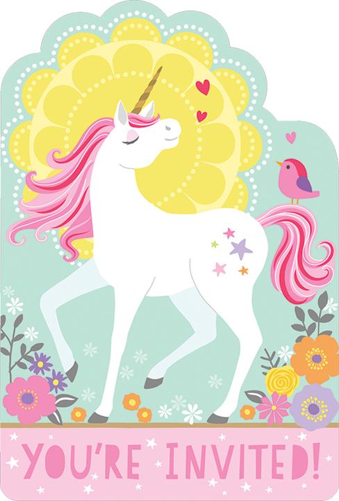 Actual product image Amscan Invitations Unicorn Birthday (16 pcs.)