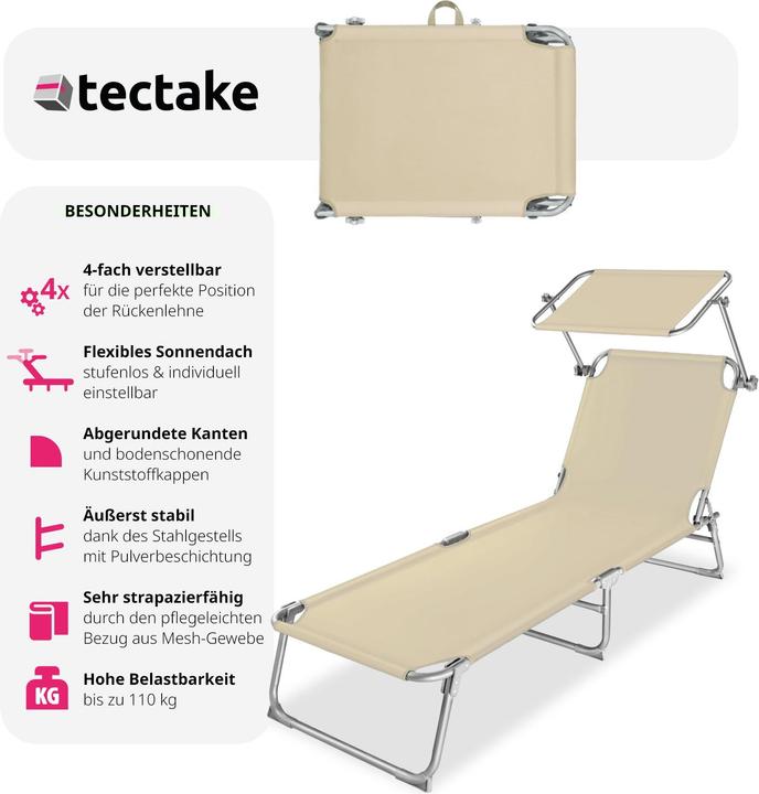 Immagine prodotto tectake Lettino da giardino (190 cm)