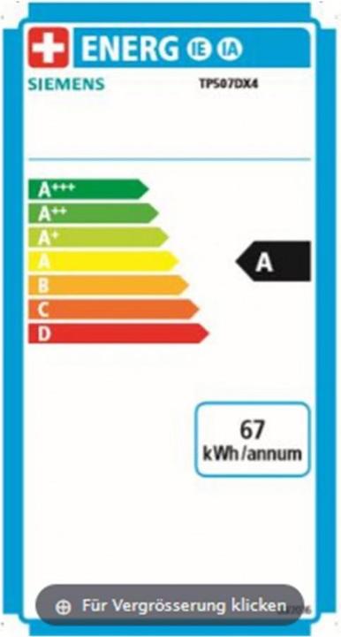 Energie-Label Siemens EQ500 Classic, TP507DX4 (EU-Stecker)