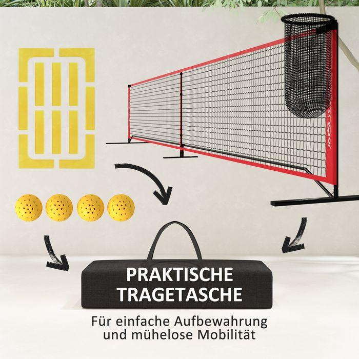 Produktbild Swisshandel24 Pickleball-Netz tragbares Set 6,7 m Pickleball-System mit Ballsammler, Bälle