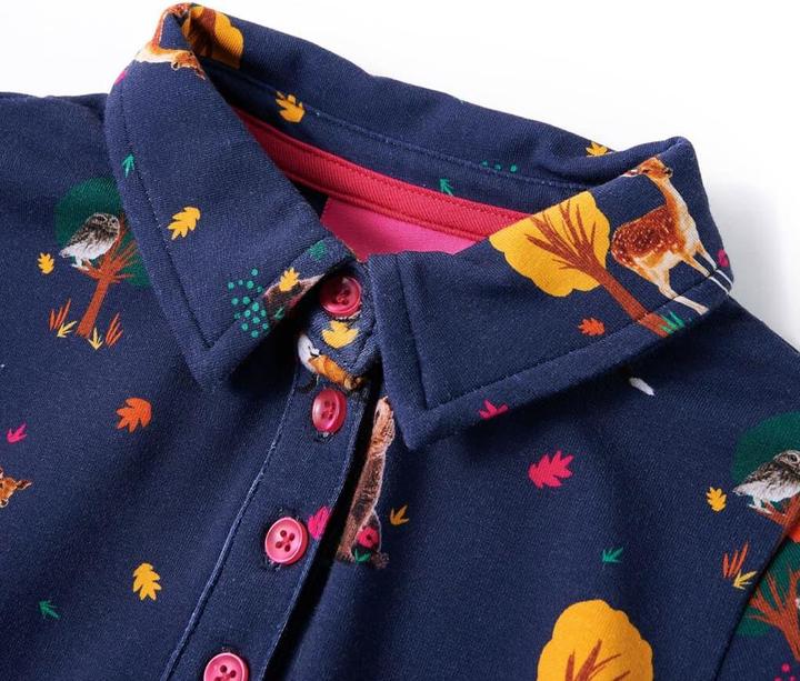 Actual product image VidaXL Children's dress with long sleeves and drawstring navy blue (140)