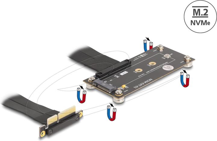 Produktbild Delock Adapter PCIe 3.0 x4 Stecker 90° gewinkelt zu M.2 Key