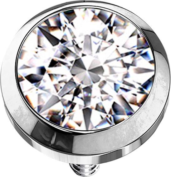 Star Piercing Dermal Anchor silber mit Kristall silber (ohne Messing, Titan G23)