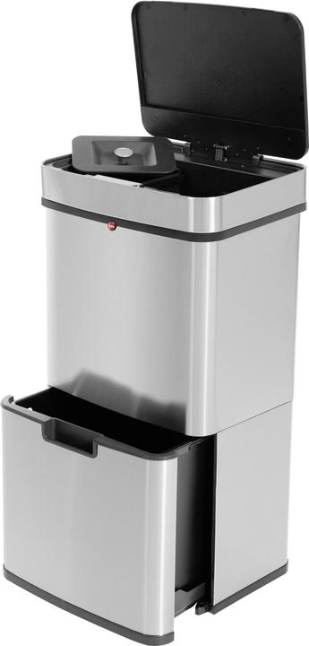Actual product image Hailo Öko Vario XL, design sensor waste separator, 25 + 25 + 4 litres, stainless steel anti-fingerprint (50 l)