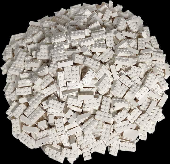 Actual product image LEGO 2x4 bricks white - 1000 pieces - White bricks 3001 (3001, LEGO Accessories)