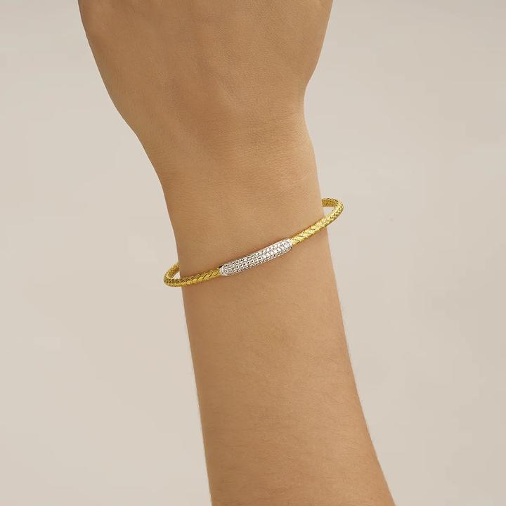 Immagine prodotto Charles Garnier Bracciale bicolore in argento, zirconi (6 cm, Argento 925)