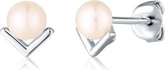 JVD Silver Stud Earrings With Pearls