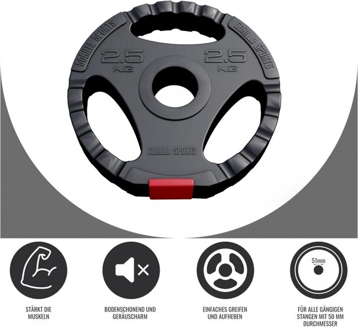 Image du produit Gorilla Sports Disque d'haltères Olympia 50/51mm (1 x 2,5 kg)