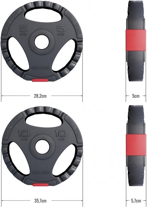 Immagine prodotto Gorilla Sports Set di piastre di peso Olympia 50/51 mm in plastica Pinza 30 kg (2 x 10 kg, 2 x 5 kg)