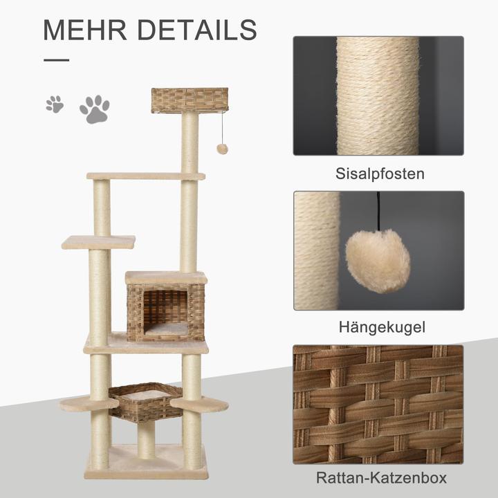 Actual product image Jamb Scratching post (174 cm, Beige+Brown)