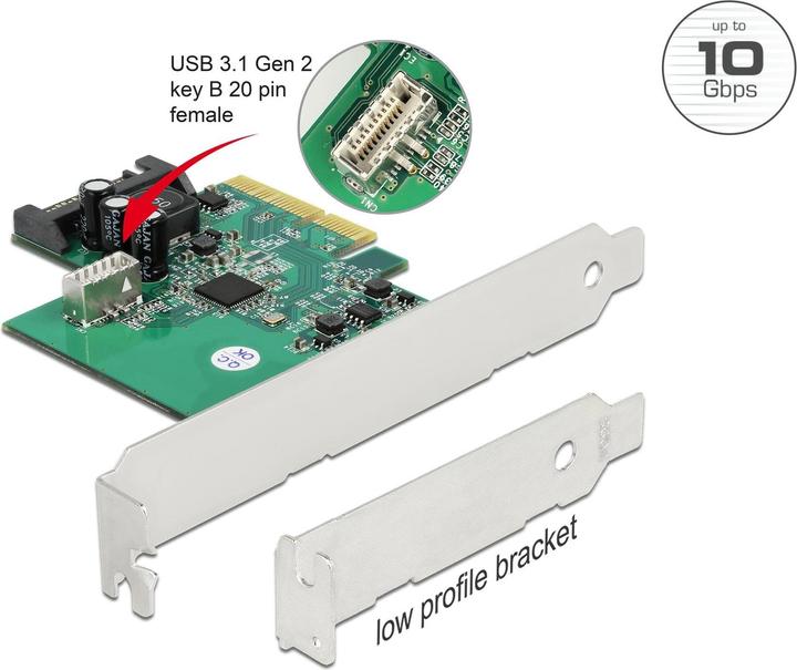 Immagine prodotto Delock Scheda PCI Express a 1 presa interna USB 3.2 Gen 2 Key B a 20 pin
