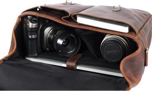 Immagine prodotto Bronkey Borsa messenger Roma in pelle, marrone (Borsa a tracolla per fotocamera)