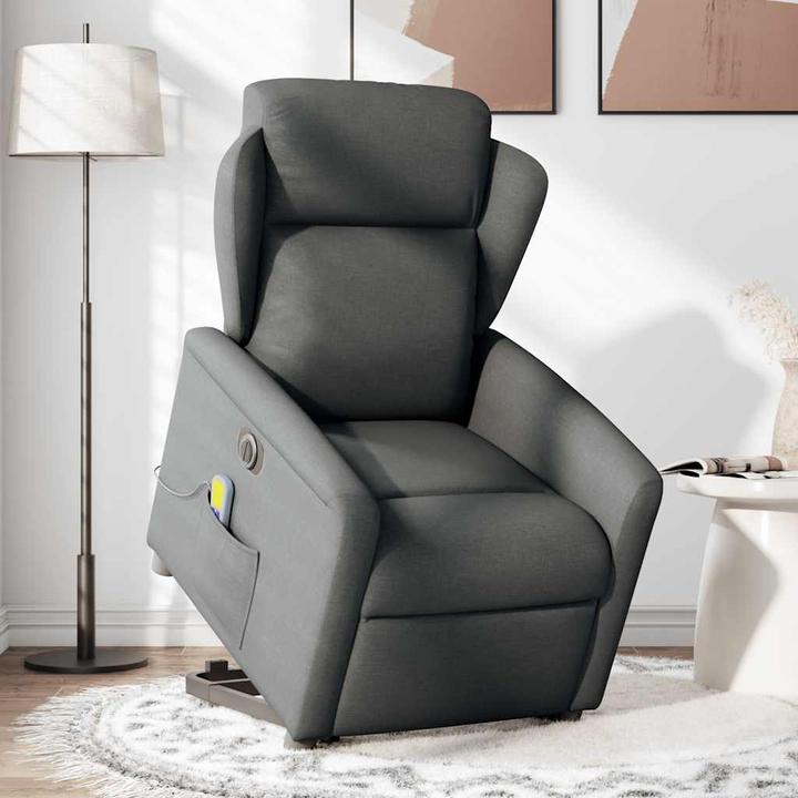 Immagine prodotto VidaXL Poltrona massaggiante elettrica con ausilio per la posizione eretta in tessuto grigio scuro