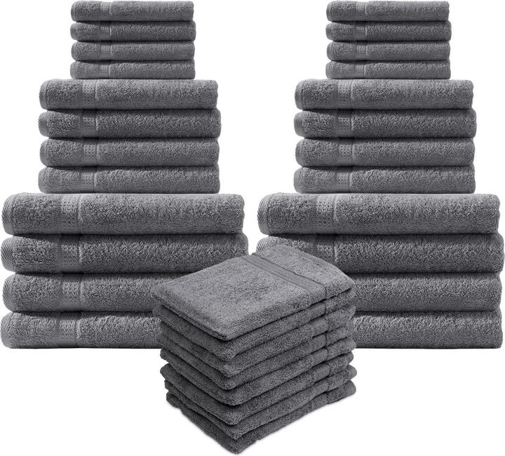 Produktbild Casativo 32-teiliges Handtuch-Set aus 100% Baumwolle, anthrazit (8 x 8 x 8 cm, 8 x 8 x 100 cm, 16 x 21 cm, 100 x 150 cm)