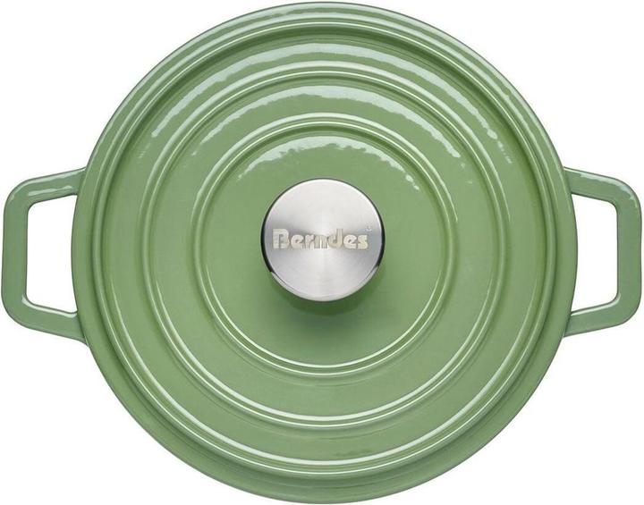 Produktbild Berndes Bräter Cocotte B.IRON Gusseisen rund 24 cm 3,75 Liter salbeigrün INDUKTION (24 cm, Bräter + Schmortopf, Gusseisen)