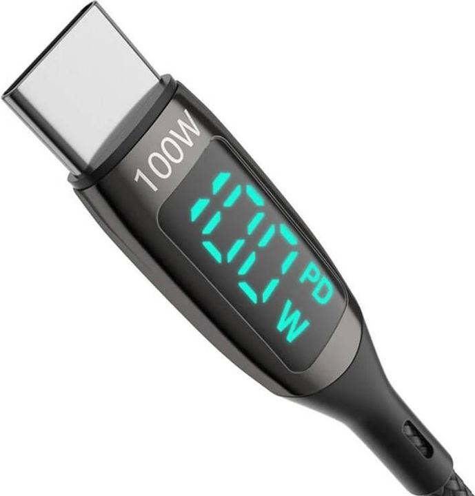 Produktbild BlitzWolf USB-C to USB-C cable BW-TC23, with display, 100W, 0.9m (black) (0.90 m, USB 3.2 Gen 1)