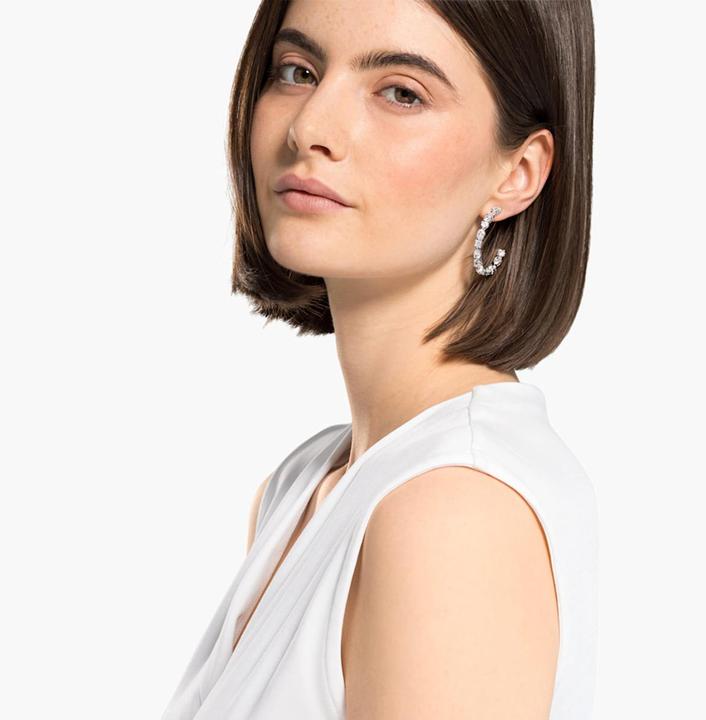 Actual product image Swarovski Tennis Deluxe Mixed Hoop Earrings (Swarovski Metal)