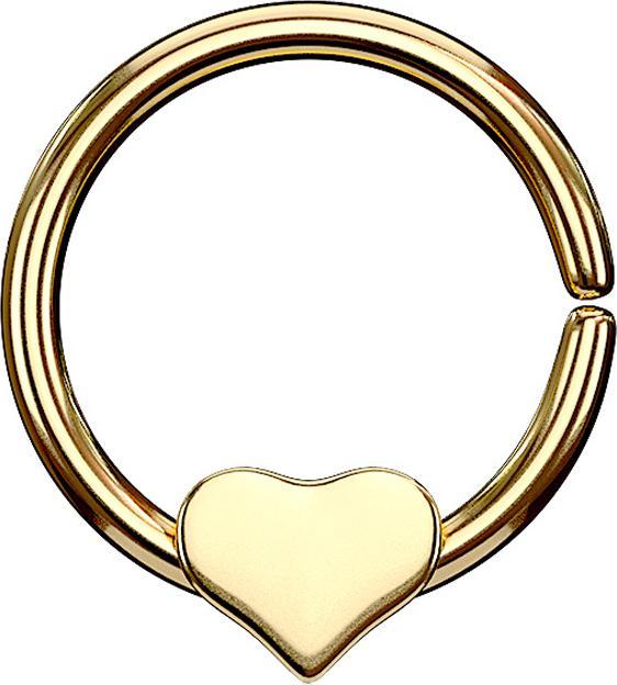 Produktbild Star Piercing Micro Piercing Ring vergoldet mit Herz (Chirurgenstahl 316L, ohne Messing)
