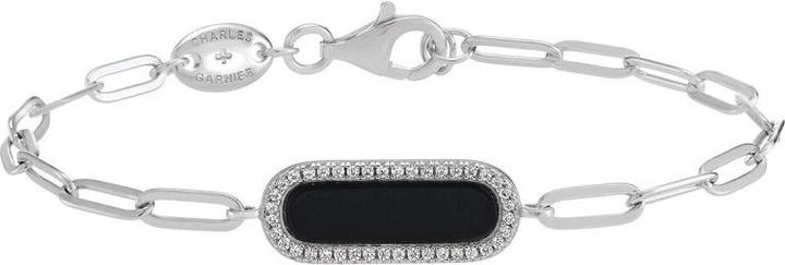Immagine prodotto Charles Garnier Bracciale in argento, zirconi e onice nera (20 cm, Argento)