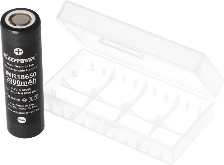 Actual product image Keeppower Battery IMR18650 Plus (US18650VTC5A) (Flat Top) incl. battery protection box (1 pcs., 18650, 2600 mAh)