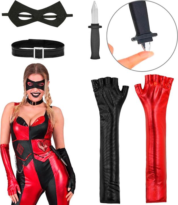 Immagine prodotto Widmann Costume da Arlecchino per donna, tuta, collana, maschera per gli occhi, guanti senza dita, coltello (M)