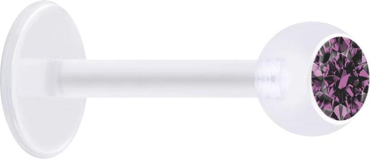 Star Piercing Micro Labret transparent mit Kugel und Kristall hellviolett (ohne Messing, Bioflex)