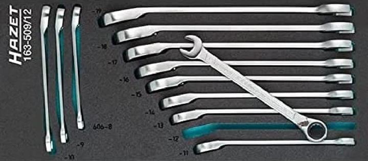 HAZET Set di chiavi combinate a cricchetto 163-509/12 ∙ Profilo di trazione esterno a doppio esagono ∙ (14 mm, 12 mm, 17 mm, 16 mm, 11 mm, 15 mm, 18 mm, 19 mm, 13 mm, 10 mm)