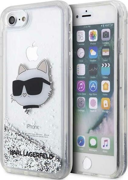 Actual product image Karl Lagerfeld KLHCI8LNHCCS iPhone 7/8/ SE 2020/2022 silver/silver hardcase Glitter Choupette Head (Apple iPhone SE (3rd Gen), Apple iPhone SE (2nd Gen), Apple iPhone 7)