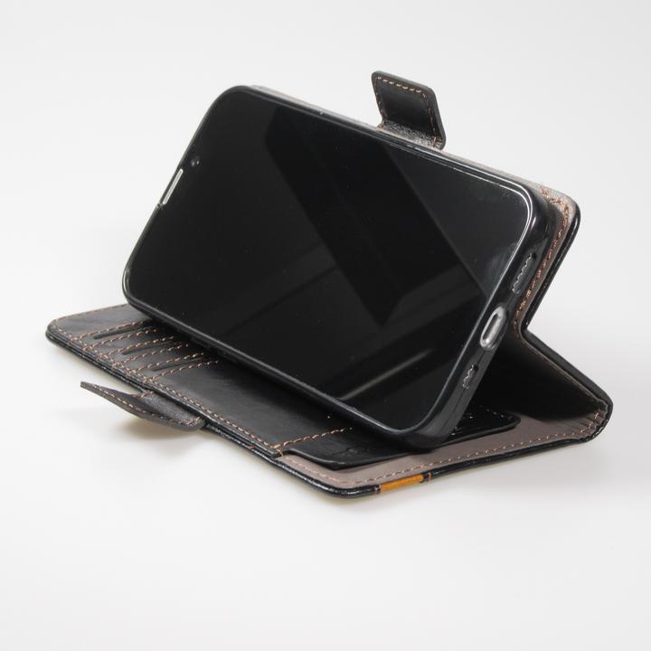 Produktbild PhoneLook Leder Tasche Flip Wallet mit Akzentstreifen & Kartenhalter (Apple iPhone 13 Pro)