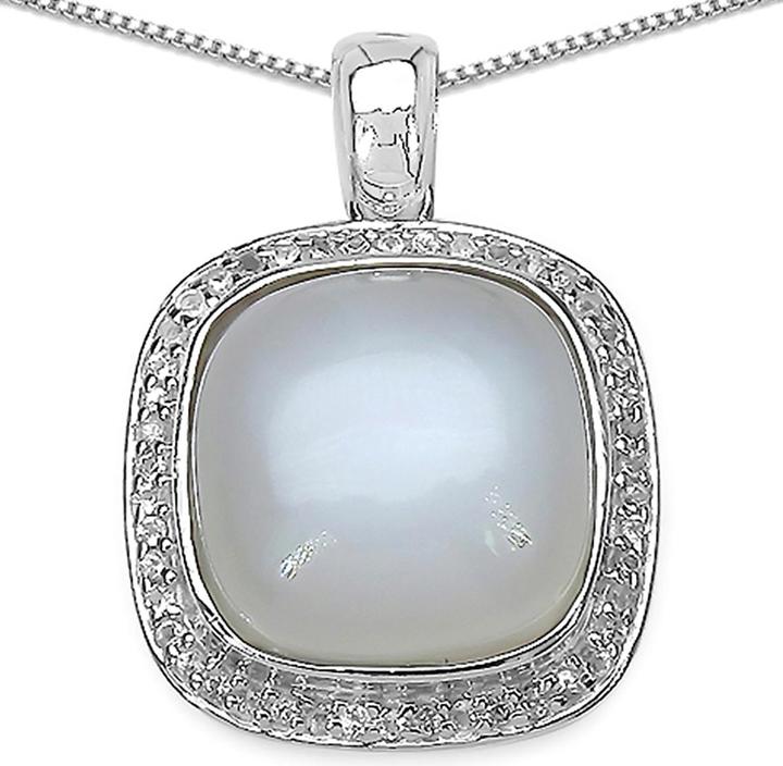 Immagine prodotto Xen Ciondolo con catena pietra di luna bianca Cushion cabochon 45 cm Argento 925 (Argento 925, 45 cm)