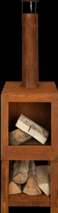 Actual product image Esschert Design Terrassenofen mit Holzlager, Rostbraun