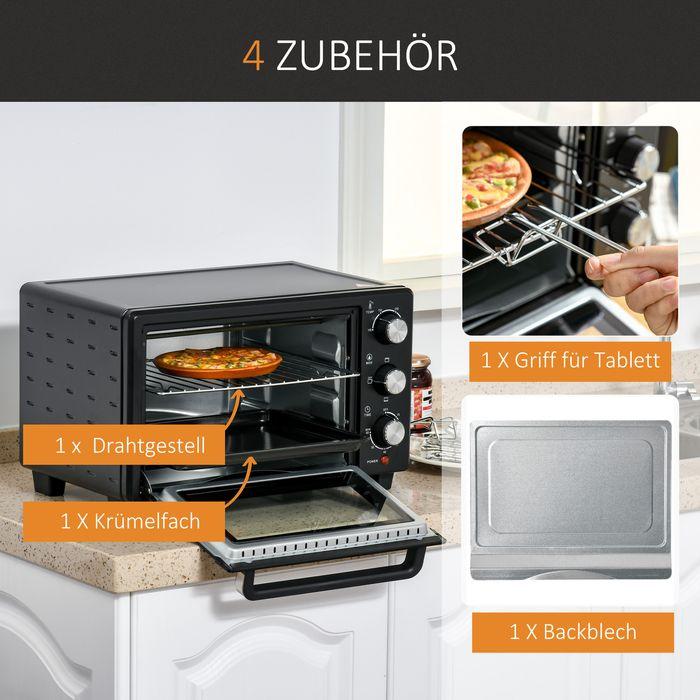 Produktbild Swisshandel24 Minibackofen 21L mit 1 Drahtgestell und 1 Backblech 3 Kochmodi 100°C-230°C 1400W Metall Edelstahl Gl