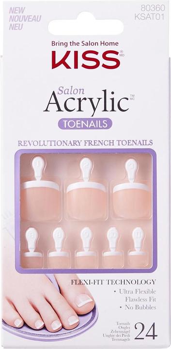 Actual product image KISS Salon Acrylic French Toenails - Limitless (Set, Artificial nails, Transparent, White)